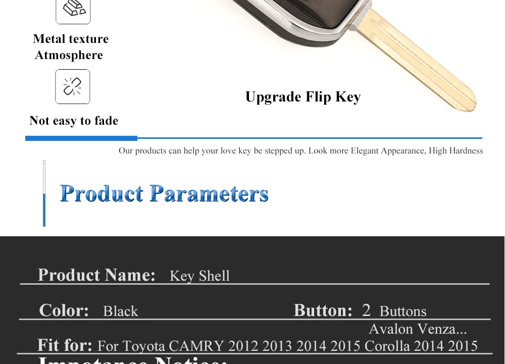 Keyforkess 10pcs aggiorna la custodia chiave dell'automobile a distanza per Toyota TOYOTA Reiz Corolla Camry RAV4 Prius 2/3/4 pulsante modificato Flip Key Shell - H75c4031f24b84a0fa470a8ee8f98d23bg