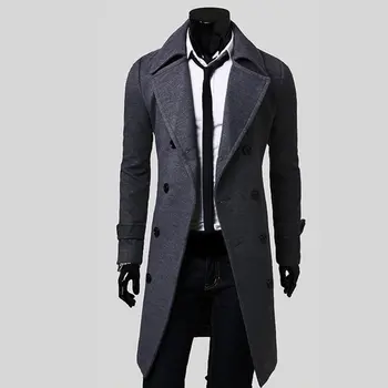 

2018 Men Turndown Long Coat Autumn Winter Outwear Bomber Jacket Plus Size M-3XL Trench Male Streetwear Steam Punk Overcoat