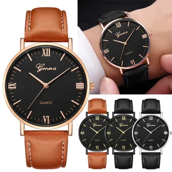 

Geneva Classic Luxury Watches For Women Men Analog Quartz Wristwatches Stainless Steel Round Dial Leather Straps Wrist Watch
