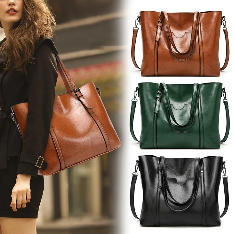 

2019 Newly Women Women Large Retro Handbag Synthetic Leather Shopping Shoulder Bag Crossbody Tote Satchel C55