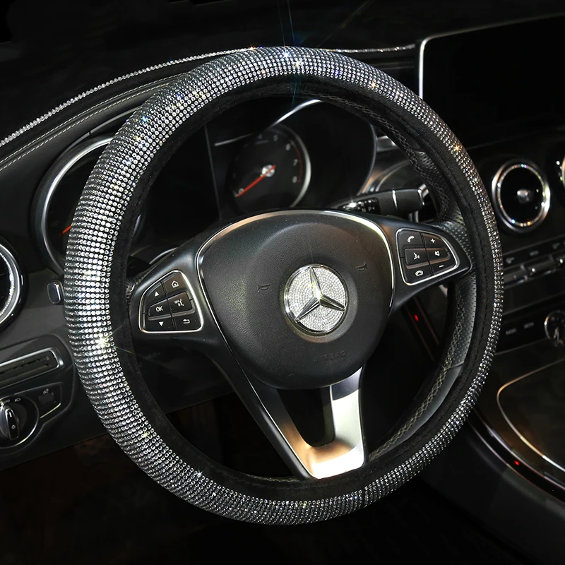 Полностью Алмазная крышка рулевого колеса автомобиля Bling Crystal Coverd авто чехлы на руль автомобиля - Название цвета: 02