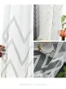 Korean Geometry Pattern Tulle Window Curtain for Living Room, Embroidered Sheer Voile Curtains, Bedroom Treatments, Drape Blind 2