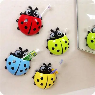 Ladybug Toothbrush Holder Toile es Toothpaste Holder Bathroom Suction Tooth Brush Container Sanitary Ware Accessories