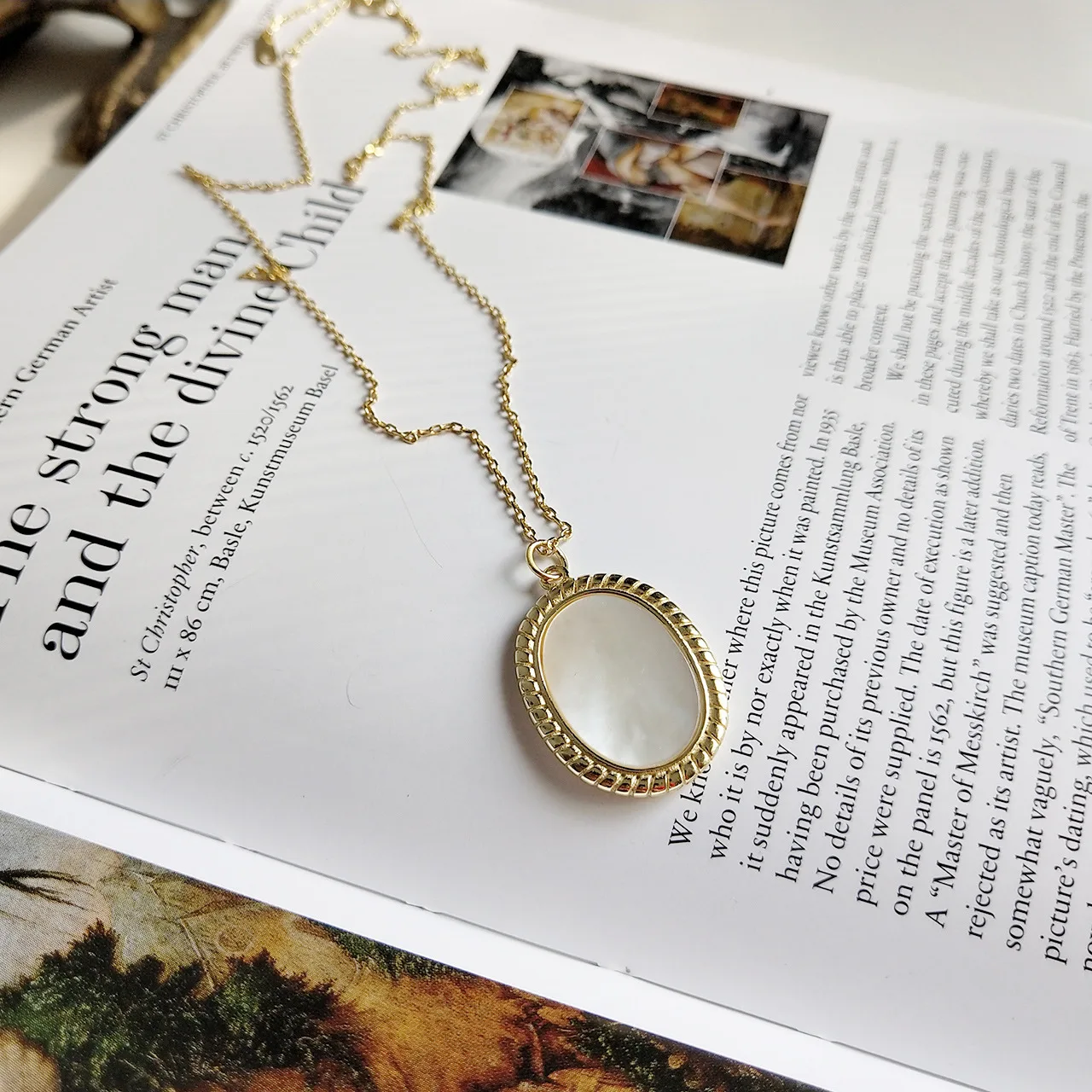 

Chao fu mao South Korea Korean-style Accessories Europe And America 925 Sterling Necklace Ellipse Shell Necklace Short Necklace