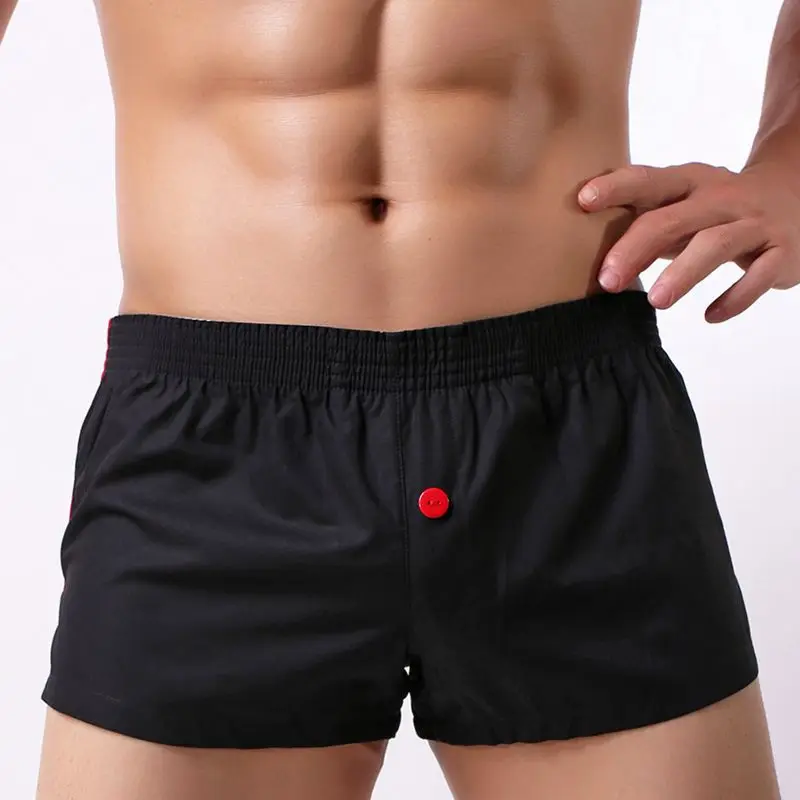Button black Мужские штаны со стрелками, женские мужские трусы, сексуальные парные боксеры с низкой талией, хлопковые крутые домашние шорты для мужчин - Цвет: Button black