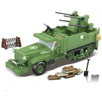 

WW2 Military Half Track vehicle Building Blocks Model Weapons Accessory Gun Transport truck Bricks Toys Gift For Children