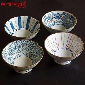 

Ceramic Japanese High-temperature Underglaze Color Ceramic Tableware Creative Personality Bucket Bowl Rice Bowl High Foot Bowl