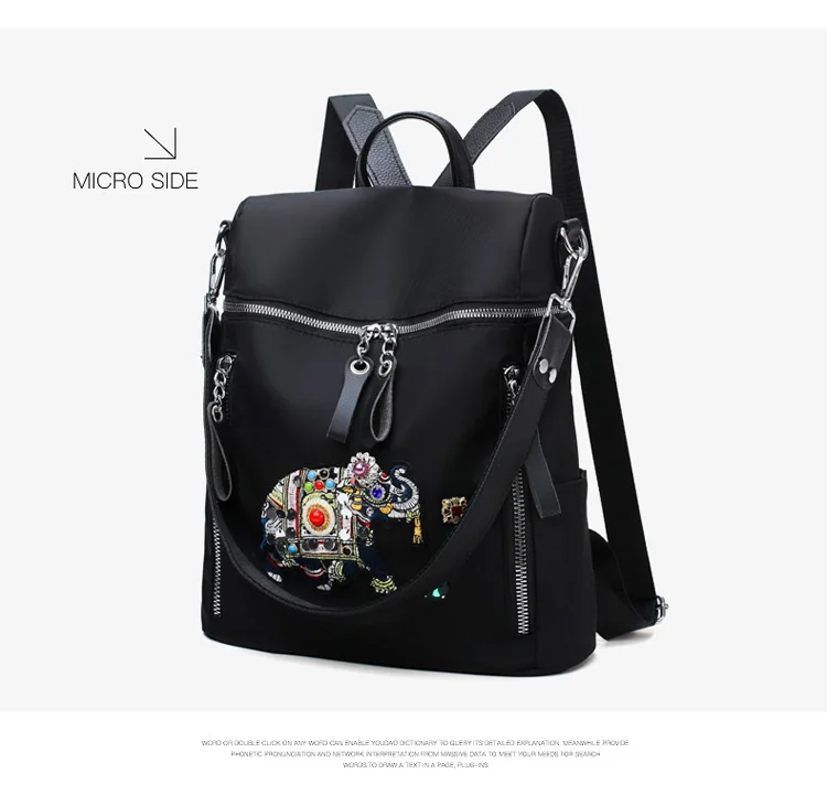 Vadim черная сумка с рисунком слона, женский рюкзак, многофункциональный женский рюкзак, роскошные дорожные сумки, женский рюкзак
