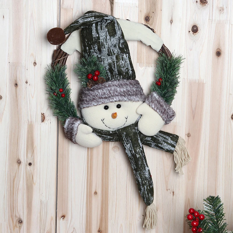 

Kids Toys Boys Christmas Decorations Old Man Head Snowman Head Rattan Ring Door Decoration Christmas Tree Ornaments