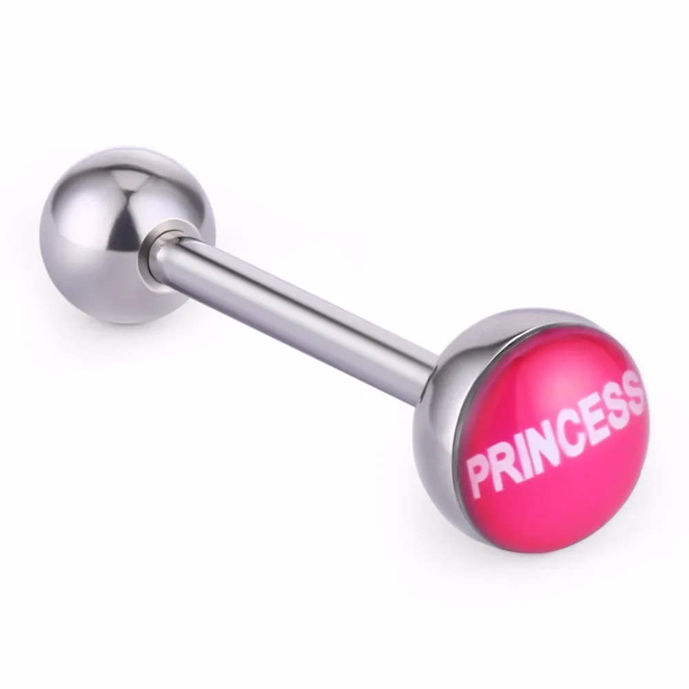 Гладкие сексуальные Необычные кольца с логотипом языка, кольца для пирсинга языка из нержавеющей стали для баров, качественные ювелирные изделия для тела - Окраска металла: Princess