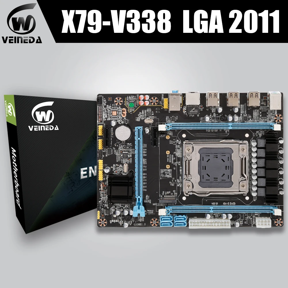 Материнская плата VEINEAD X79 V338 LGA 2011 ATX CPU поддержка 32 ГБ DDR3 ОЗУ 1600 МГц PC3 12800R PCI E SSD x 79