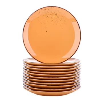

Vancasso Navia Orange 4/8/12-Piece Ceramic Stoneware 10.75" Dinner Plate Set Vintage Look Salad/Fruit/Snack Tableware Plates Set