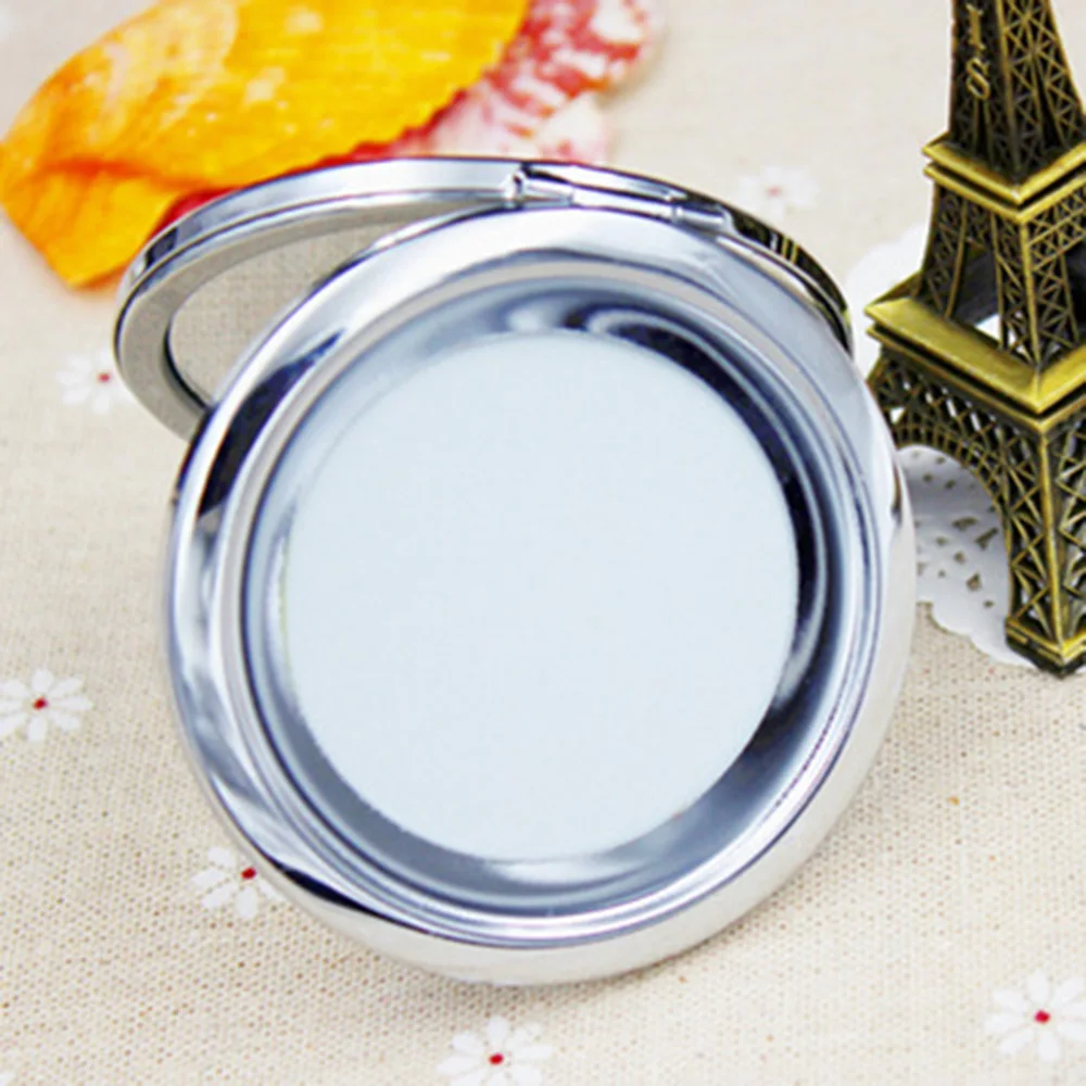 1Pc Portable Makeup Mirror Solid Color Metal Round Case Double-Side Pop-Up Pocket Mirror Beauty Accessories Rose Gold