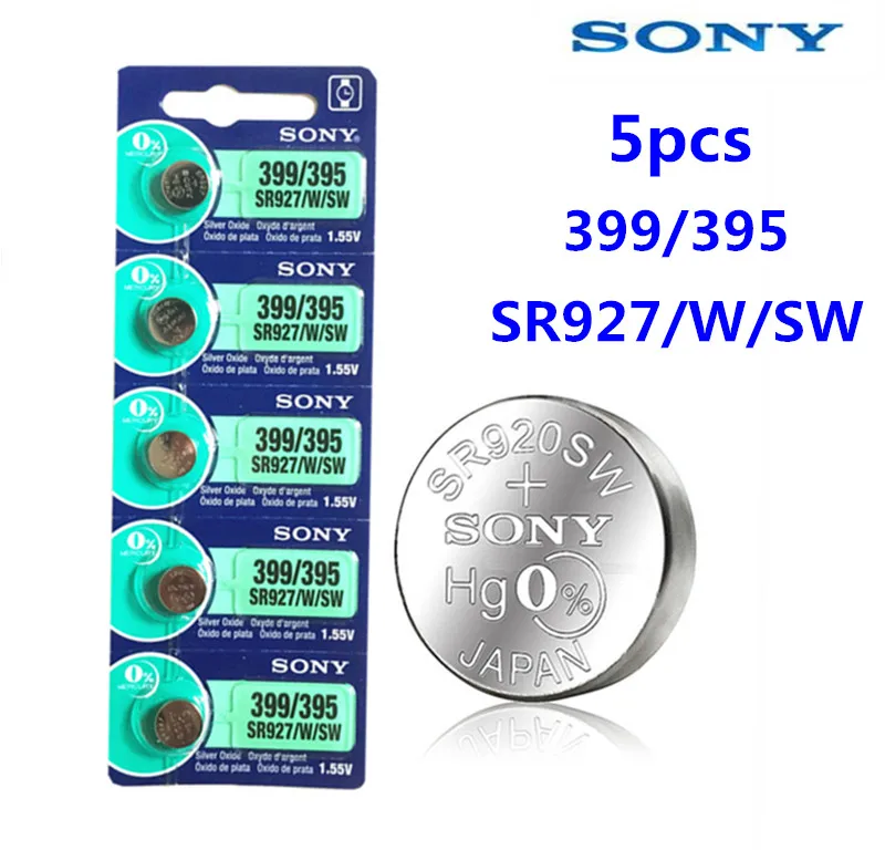 Батарейка для часов Sony 100% оригинальная 395 SR927SW 399 SR927W LR927 AG7 1 55 V 5 шт. сделано в