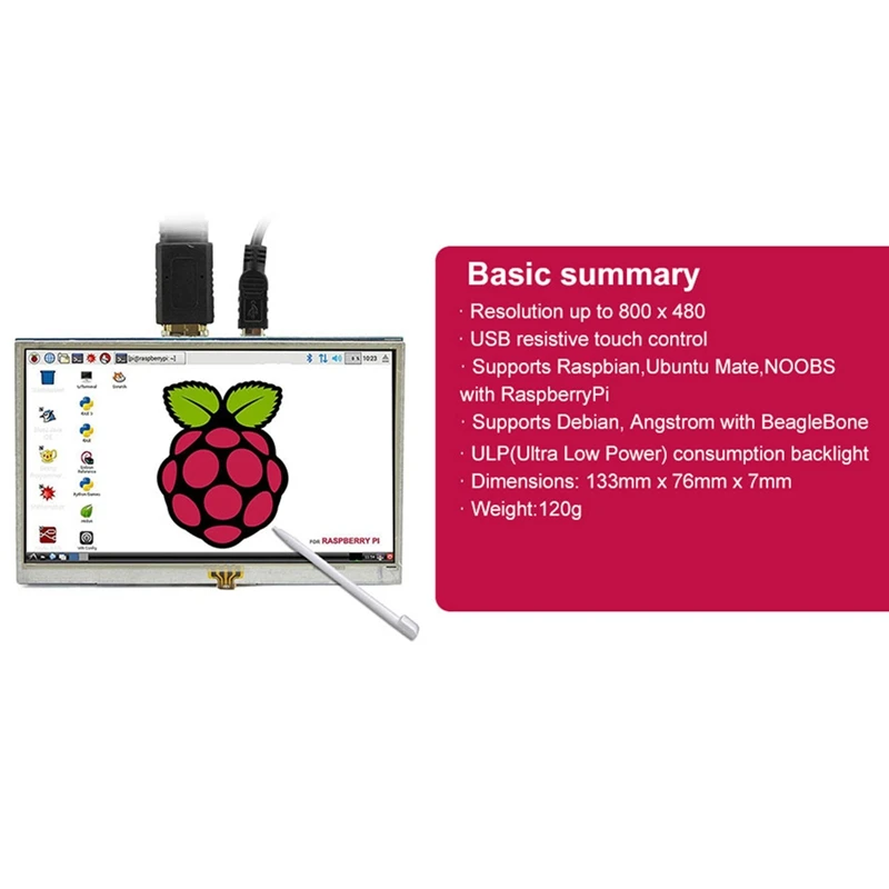 5 дюймов ЖК-дисплей HDMI Сенсорный экран Raspberry Pi 3 Дисплей монитор lcd HDMI 800x480 для Banana Pi Raspberry Pi 3/Pi 2 Модель B/B