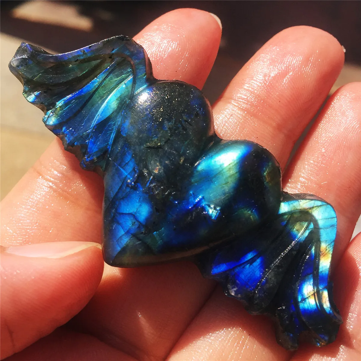 1pcs AAAA Beautiful crystal carving natural quartz hand-carved labrador stone angel heart.Moonstone Christmas fashion jewelry