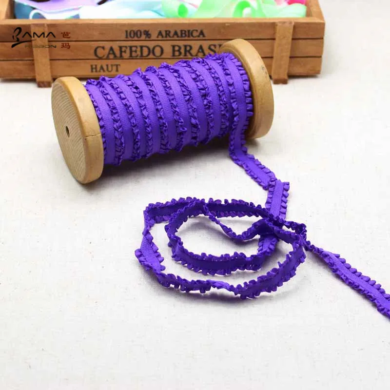 purple 22 Ярда, 1,3 см., двойное эластичное кружевное украшение лентами со складками, эластичная лента для шитья, сделай сам, аксессуары для детской одежды - Цвет: purple