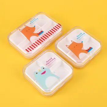 

1Pcs Pill Storage Case Medicine Box Jewelry Container Moisture-proof Creative Cartoon Animal Pattern Cute 4 Compartment