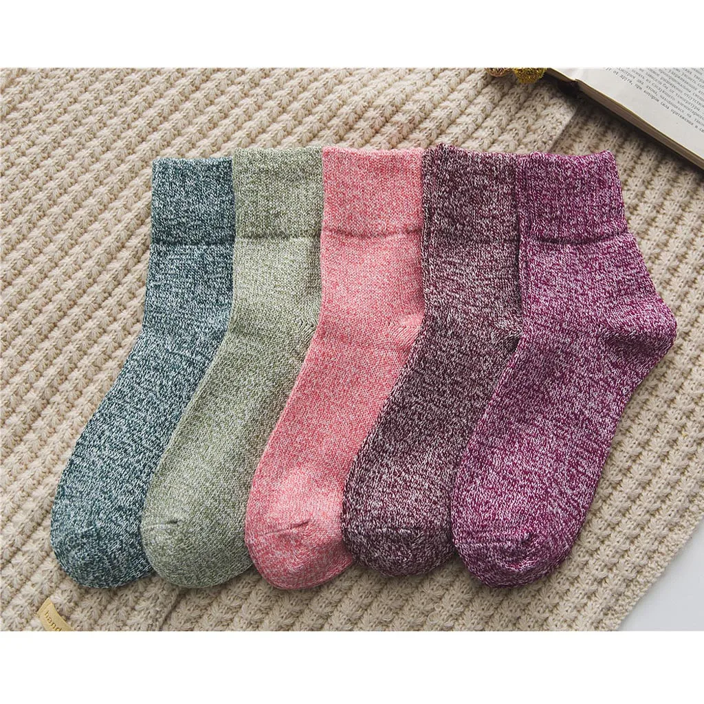 5 пар унисекс повседневные осенние зимние теплые толстые шерстяные вязаные мягкие дышащие носки женские хлопковые носки короткие носки до лодыжки счастливые носки