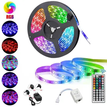 

Fashion LED Strip Light RGB 5M 2835 Lamp Belt Garden Diode Adapter DC 12V Tape Remote Ribbon Strip led Light Flexible Contr A9U6