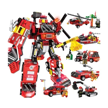 

Battle Machine Armor Fire Mech Model Red Robots Flame Building Blocks Bricks Compatible With 70615 Educational Toy