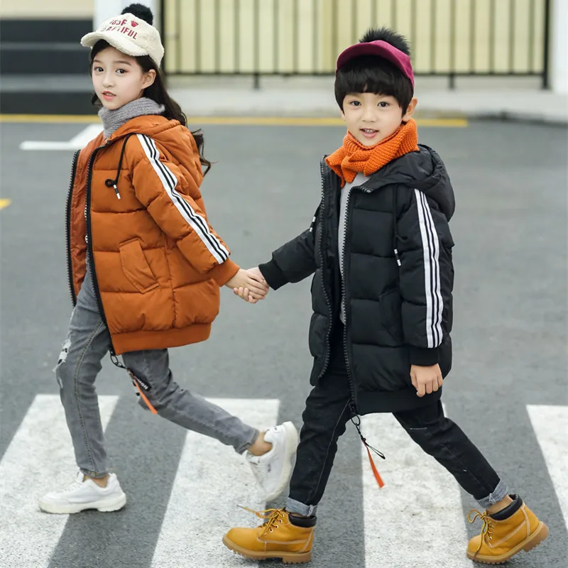 

BOY'S Girls Winter 2018 New Style Cotton Overcoat Big Boy Korean-style Thick down Jacket Cotton-padded Clothes Children Mid-leng