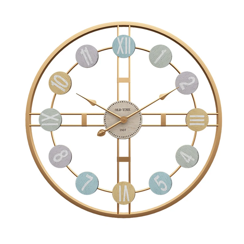 

Retro Wall Clock/Watch Metal Roman Numeral Luxury Home Decor LivingRoom self adhesive Wall Clock Round Watch Home decoration