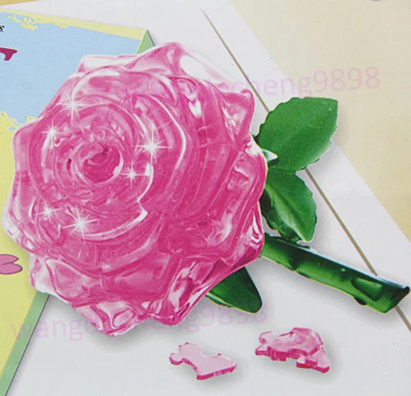 

3D Crystal Puzzle Jigsaw Model DIY Rose Flower IQ Toy Furnish Gift Souptoys Gadget Children Toy