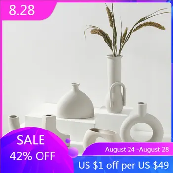 

Nordic Ins White Ceramic Vase Home Decoration Creative Ceramic Flower Pot Vase Home Decoration Craft Gift