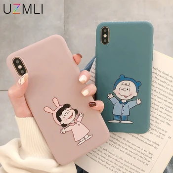 

Cute Cartoon Lovers Matte Silicone Phone Case For iPhone 11 Pro Max Soft Anti-fall Cover For iPhone X XR XS Max 8 7 SE 6S Plus