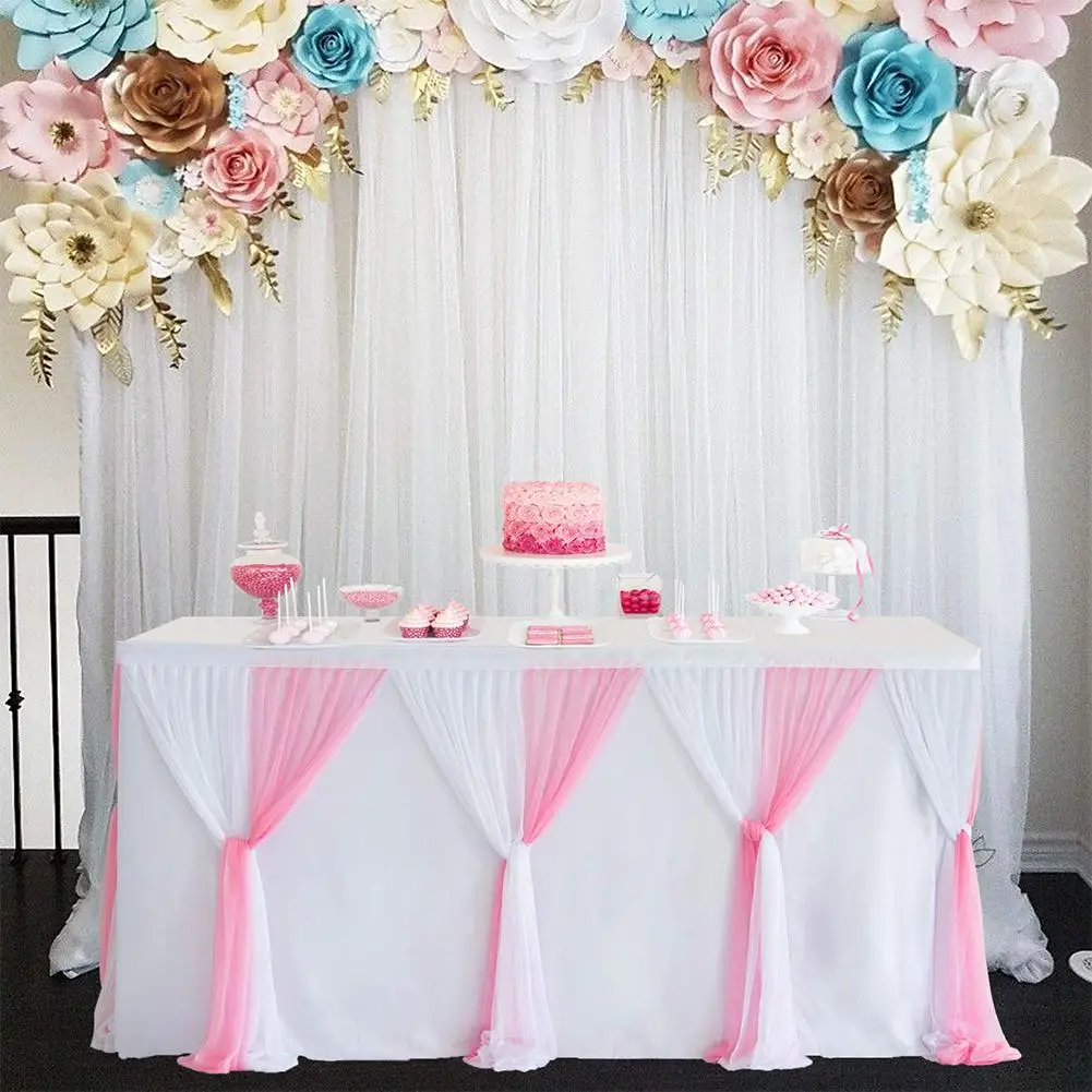 Stripe Style Table Skirt Cover Tableware Cloth Rectangle Table Baby Showers Birthday Party Wedding Decor Skirt Tablecloth