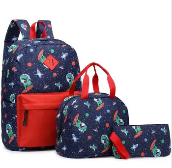 

Fashion Small dinosaur print 3pcs Set Children Backpack sets Boys Girls School Bags sets Student Backpack teenagers Bag Mochila
