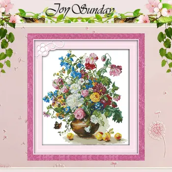 

Flower and peach Patterns Counted Cross Stitch 11CT 14CT Cross Stitch Set Wholesale Cross-stitch Kit Embroidery Needlework