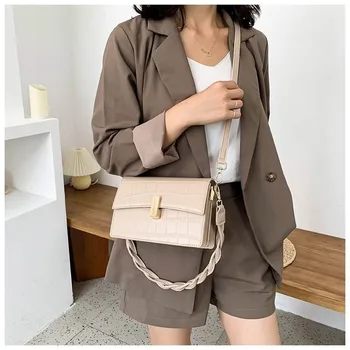 

Stone Texture Popular Square Sling Bag 2020 New Style Braided Rope Underarm Bag Net Red Shoulder Bag Women's Messenger Bag