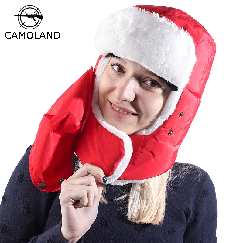 

Winter Warm Earflap Bomber Hats Caps Scarf Men Women Russian Trapper Thermal Hat Kids Trooper Snow Ski Hat Cap with Fack Mask