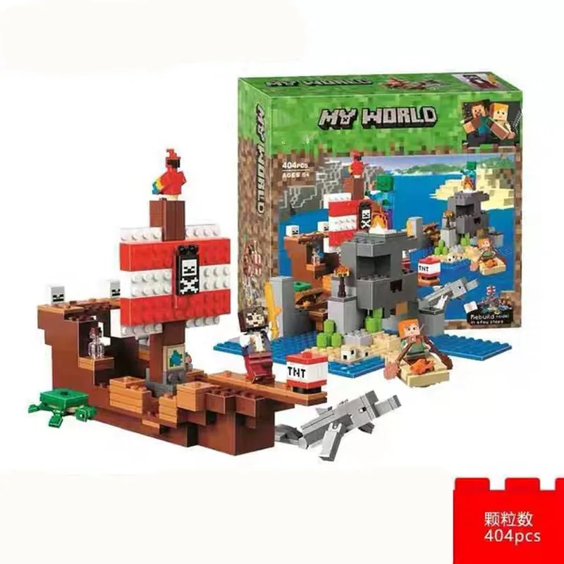 

2019 New Compatible MinecraftING Pirate Ship Big Adventure 21152 Final Battle 21151 Boy Building Blocks Toys for Children