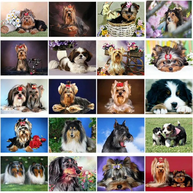 

DIY 5D Diamond Painting Dog Cross Stitch Diamond Embroidery Sale Animal Mosaic Rhinestones Pictures Full Round Drill Home Decor