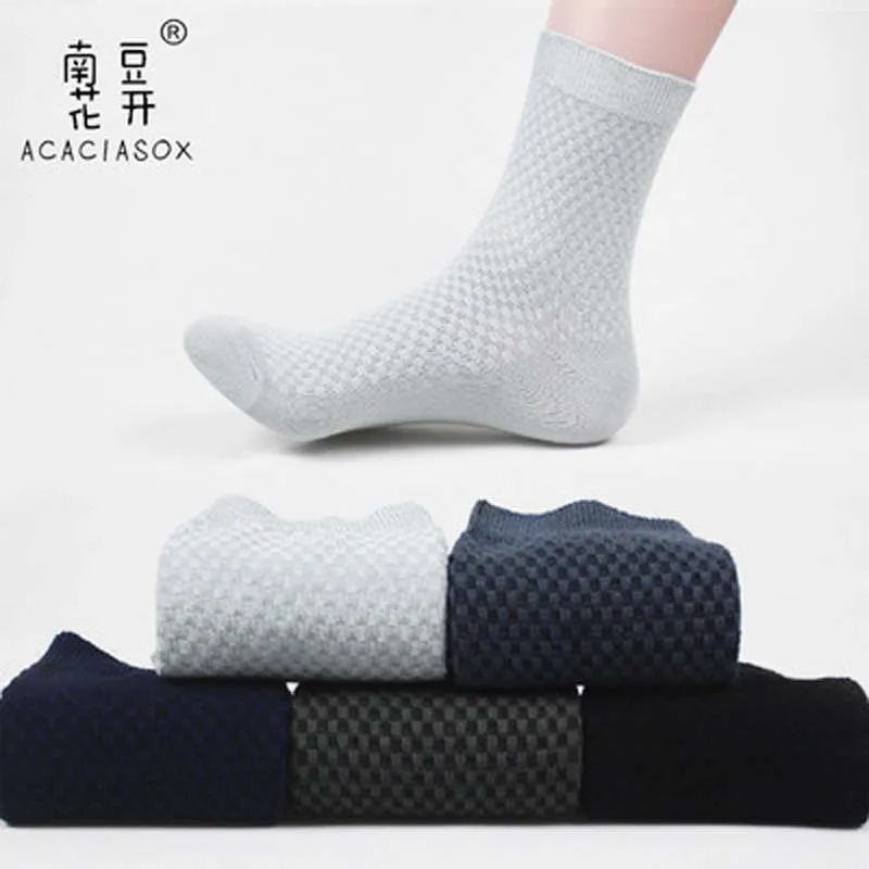 5 Pairs Classic Cotton Bamboo Fibre Men Socks Man Business Sock Odorless Casual Sport Deodorant Breatheable Man Long Socks