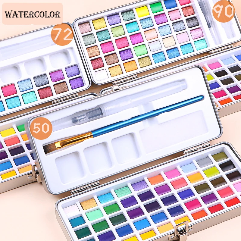 50/72/90 Color Watercolor Paint Set for Beginner Drawing