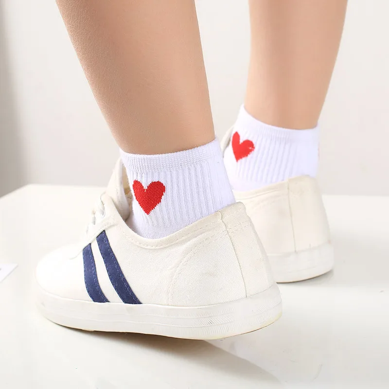 Забавные хлопковые милые теплые женские носки с милым сердцем чулочно-носочные изделия милые весенне-зимние женские розовые носки женские короткие носки