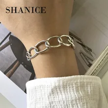 SHANICE, 925 пробы, серебряный, панк-рок, женские браслеты и браслеты, большой замок, N цепь, браслет, серебряное ювелирное изделие для влюбленных