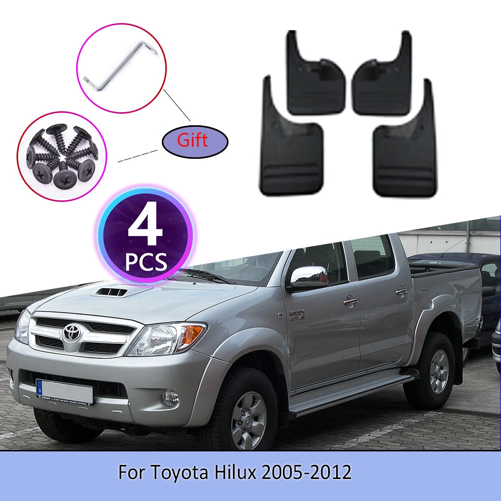 Guardabarros de coche de 4 piezas para Toyota Hilux 2005 ~ 2012, revestimiento de tornillo, salpicaduras de plástico, solapas accesorios de aleta de rueda 2006|Guardabarros| -