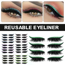 

7 Colors Eyeliner And Eyelash Stickers Reusable Waterproof Self-adhesive Eyeliner Long-lasting Stickers Shiny Eyeliner Stickers