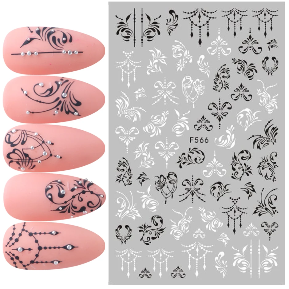 1 шт 3D слайдер для ногтей, черные Русские наклейки с буквами, фламинго, дизайн, клей для маникюра, украшения для ногтей, CHF554-563