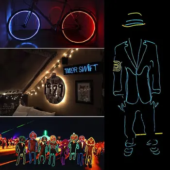 

EL Wire lamps,Flexible LED Light EL Wire String Strip Rope for halloween,Christmas Tree, Party Night,Car Decor