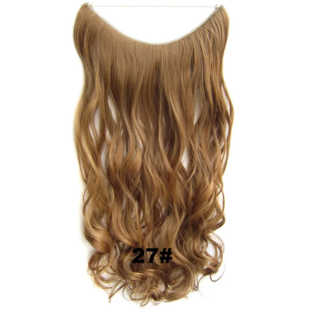 24inch 50grams 100grams Synthetic Hair Extension Gradual Color Brown Gray Blonde String Halo Hairpieces Extensions 100g-27-wavy