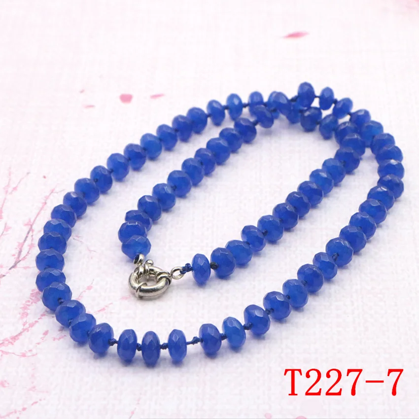 Natural stone 5X8mm agate red jade jasper lapis lazuli crystal necklace women in Choker necklaces 45cm fashion energy jewelry wholesale (38)(2)