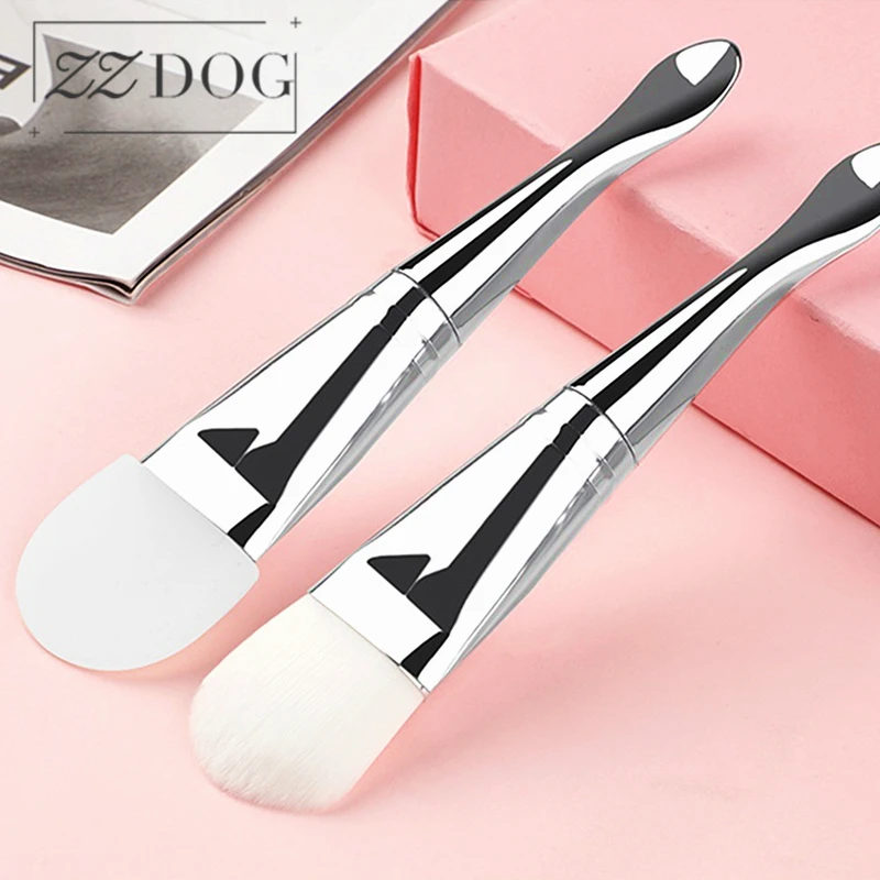 ZZDOG 1Pcs Metal Handle Makeup Brush For Liquid Foundation Facial Mask  Portable Contour Brush Silicone Fiber Wool Cosmetic Tools|Eye Shadow  Applicator| - AliExpress