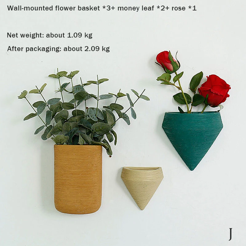 Настенная керамическая ваза настенная Цветочная композиция контейнер офисный фон настенная искусственное цветочное украшение - Цвет: J