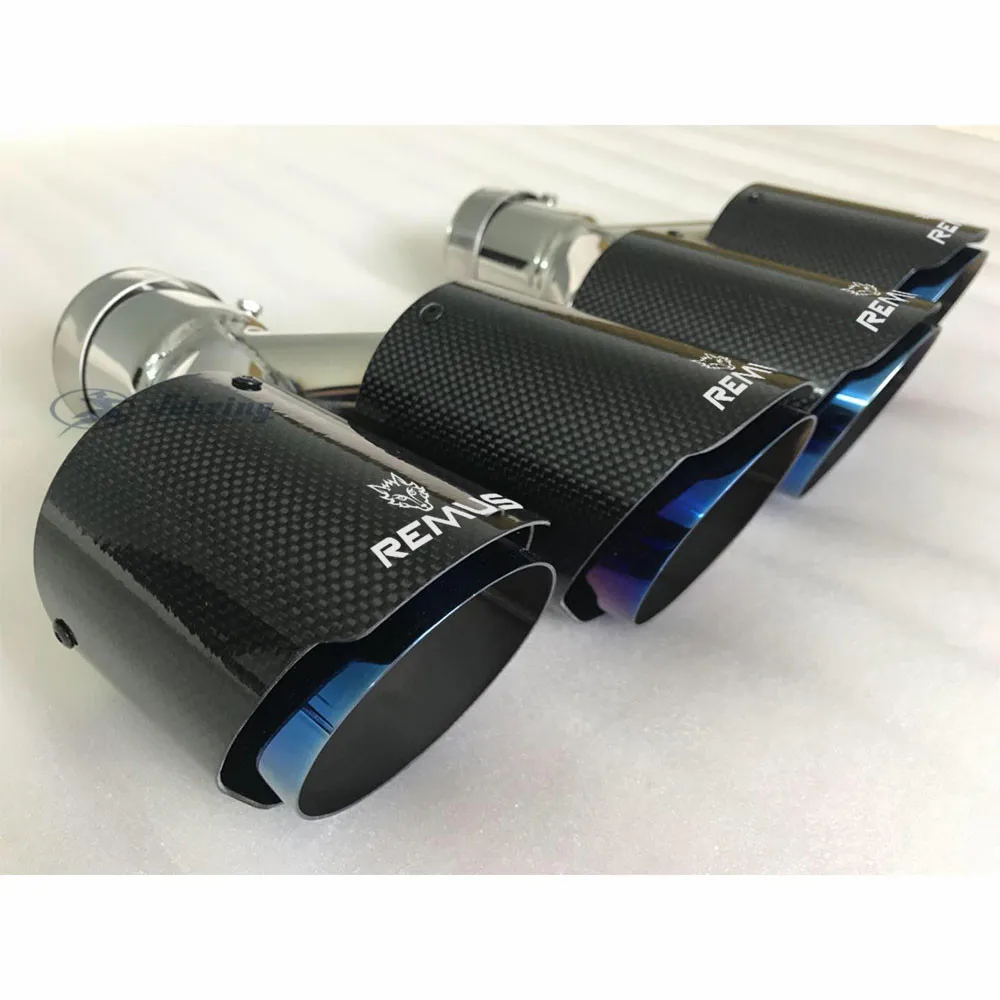 US $85.08 2pcs Left And Right Car Modification Remus For Mk7 Universal Dual Blue Automobile Exhaust Pipe Muffler Tip 3 Series W222 E70